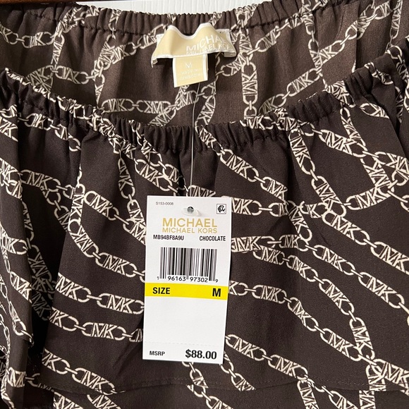 Michael Kors Women's Printed Stadium Ruffled-Overlay Off-The-Shoulder Top - Picture 6 of 8